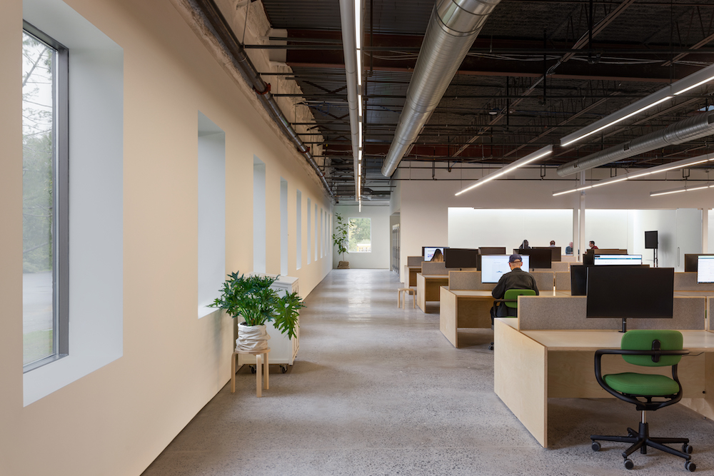 Energy-efficient lighting in a modern commercial office