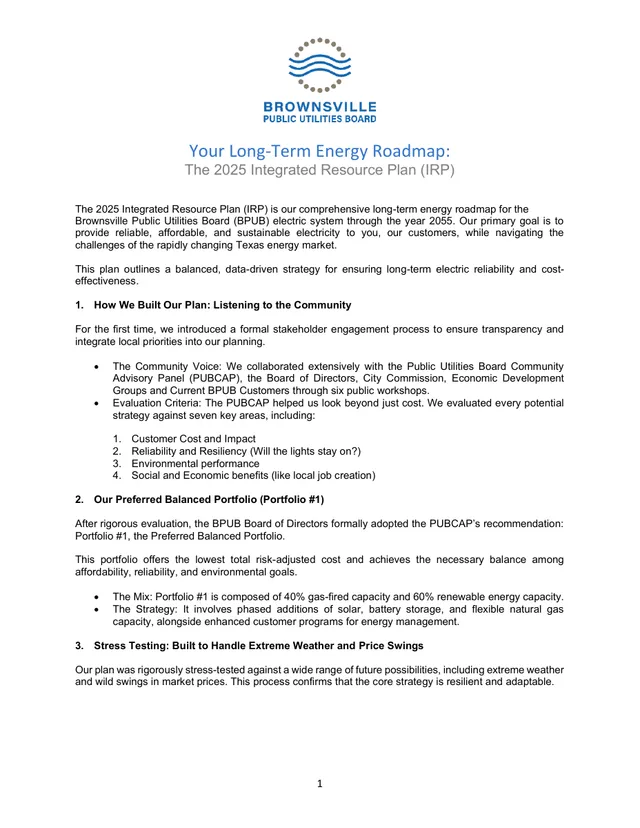 2025 Integrated Resource Plan cover